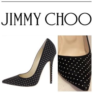 Jimmy Choo
Anouk Studded In Black Suede Pumps